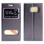 Wholesale Samsung Galaxy S6 Slim Window View Magnetic Flip Leather Case (Black)